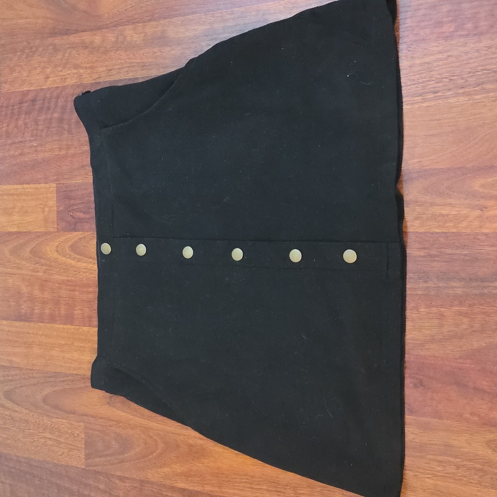 HYFVE Black A-Line Skirt with Button Detail